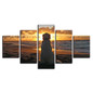Canvas Wall Art Poster Modern 5 Panel Sunset Animal Dog HD Print Painting Modular Pictures