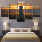 Canvas Wall Art Poster Modern 5 Panel Sunset Animal Dog HD Print Painting Modular Pictures