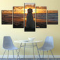 Canvas Wall Art Poster Modern 5 Panel Sunset Animal Dog HD Print Painting Modular Pictures