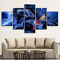 Wall Art Poster Modern 5 Pieces Animal Blue Horse Canvas HD Print Painting Modular Pictures