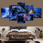 Wall Art Poster Modern 5 Pieces Animal Blue Horse Canvas HD Print Painting Modular Pictures