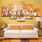 Canvas Poster HD Printed Wall Art Pictures Frame 5 Pieces Running Fine Horses At Sunset Scenery Painting
