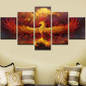 Wall Art Canvas Painting Style Animal Wall Pictures Cuadros 5 Pieces Fire Phoenix Modern Decoration Paintings