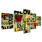 Wall Art Pictures Modern Poster 5 Pieces Love Heart Canvas HD Printed Retro Abstract Love Quotes Painting