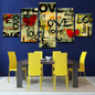 Wall Art Pictures Modern Poster 5 Pieces Love Heart Canvas HD Printed Retro Abstract Love Quotes Painting