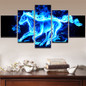 Canvas Abstract Painting Wall Art HD Printed Animal Poster 5 Panel Blue Ice Flame Horse Modular Pictures
