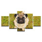 Wall Art Pictures 5 Pieces Cute Pug Puppies On The Grassland Painting HD Prints Canvas Animal Dog Poster