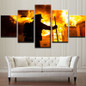 Canvas Painting Printed Wall Art Modern Fireman Pictures 5 Pieces Fire Fighter Warrior Landscape Poster