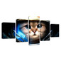 Canvas Pictures Wall Art 5 Pieces Cat Wearing The Space Helmet Paintings Prints Lovely Animal Poster
