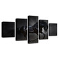 Wall Art Pictures Modular Canvas Art 5 Pieces Beautiful Black Steed Paintings HD Prints Animal Horse Poster