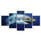 Canvas Prints Pictures Wall Art 5 Pieces Blue Ocean White Shark Animal Paintings Living Room Animal Posters