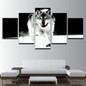 Canvas HD Prints Poster Home Wall Art 5 Pieces Animal Snow Wolf Pictures Black And White Abstract Paintings Room