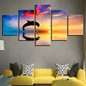 Canvas HD Prints Pictures Wall Art 5 Pieces Dolphins Swim Jump Paintings Sunset Seascape Poster