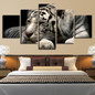 Canvas Paintings Modular HD Prints Posters 5 Pieces Animals White Tiger Pictures For Living Room Wall Art