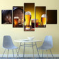 Canvas HD Prints Pictures 5 Pieces Beer And Wine Glass Oak Barrels Paintings Wall Art Kitchen Poster Decor