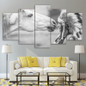 Canvas Abstract Painting Wall Art HD Printed Oil Poster 5 Panel White Horse And Indians Modular Pictures