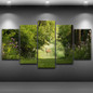 Canvas Wall Art Pictures Poster 5 Pieces Forest Animal Deer Painting Natural Green Landscape Prints