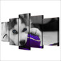 Modern HD Printed Poster Canvas Art 5 Pieces Wall Art Blue Eyes Husky Painting Dog Ball Play Modular Pictures