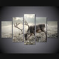 HD Printed Modular Pictures Wall Art Decor Poster 5 Pieces Winter Forest Animal Deer Landscape Canvas Painting