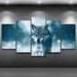 Modern Pictures HD Printed Poster 5 Pieces Wall Art Animal Snow Wolf Canvas Painting