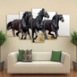 Modern Painting On Canvas Wall Art HD Printed 5 Panel Modular Pictures Animal Dark Horses Running Poster