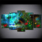 Canvas Wall Art Pictures 5 Pieces Beautiful Peacock Painting HD Printed Modern Animal Poster