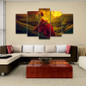 Modern HD Printed Canvas Painting 5 Pieces Fire Girl With Animal Deer Poster Wall Art Oil Pictures