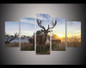 5 Panel Forest Steppe Animal Reindeers Wall Art Picture Canvas Print Wall Picture Printing On Canvas