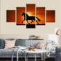 HD Print Canvas Painting Picture Wall Art Prints Poster 5 Panel Under The Sunset Of The Horse