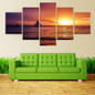 Modular Painting Seagull Poster Prints Canvas 5 Pieces Sunset Sea Waves Sailboat Seascape Pictures Wall Art