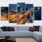 Canvas Posters Wall Art 5 Pieces Roads Night Time Cities Paintings HD Prints Pictures