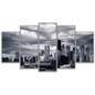 Wall Art Canvas Painting Landscape Modular Prints Pictures 5 Piece Cloudy Black White Chicago Cityscape Poster