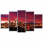 Canvas Prints Painting Modular Wall Art Tower Poster 5 Pieces Overhead Night Sky Seattle Cityscape Pictures