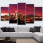 Canvas Prints Painting Modular Wall Art Tower Poster 5 Pieces Overhead Night Sky Seattle Cityscape Pictures
