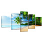 Modern Canvas Poster Modular 5 Pieces Beach Coconut Trees Seascape Paintings Wall Art Pictures