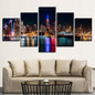 Canvas HD Prints Posters Wall Art 5 Pieces New York City Nightscape Paintings Building Pictures