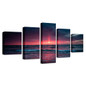 Wall Art Canvas HD Prints Painting 5 Pieces Sunset Glow Seascape Pictures Dusk Sea Wave Poster