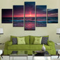 Wall Art Canvas HD Prints Painting 5 Pieces Sunset Glow Seascape Pictures Dusk Sea Wave Poster