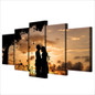 Canvas Wall Art Pictures Home Decor 5 Pieces Under The Tree Couple Sunset Shadow Landscape Paintings HD Prints Posters