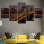 Canvas Paintings Pictures 5 Pieces Manhattan Bridge New York City Night Landscape Posters Wall Art