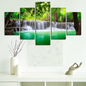 Canvas Pictures Wall Art Posters 5 Pieces Green Waterfall Tree Scenery Paintings HD Prints