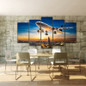 Modular Pictures HD Print Canvas Oil Painting Wall Art 5 Panel Airplane Sunset Landscape Poster