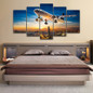 Modular Pictures HD Print Canvas Oil Painting Wall Art 5 Panel Airplane Sunset Landscape Poster