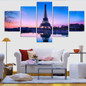 Canvas Wall Art Decor Pictures HD Printed 5 Pieces Paris Eiffel Tower Poster Sunset Landscape Painting