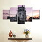 Canvas Painting Home Wall Art Modular Pictures 5 Pieces Retro Europe Lighthouse Castle Landscape Poster