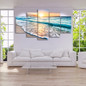 Canvas Painting Wall Art Pictures 5 Pieces Seascape Sunset Beach Sea Wave Poster Living Room HD Printed