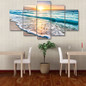 Canvas Painting Wall Art Pictures 5 Pieces Seascape Sunset Beach Sea Wave Poster Living Room HD Printed