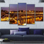 Wall Art Poster Prints Nightscape Canvas Pictures 5 Pieces Porto Ponte Dom Luis I Bridge Lights Painting