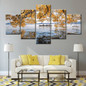 Canvas Painting Wall Art Decor Pictures HD Prints 5 Piece Yellow Leaves Of Autumn Lake Landscape Poster