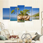 Abstract Canvas Painting Wall Art Oil Poster Modular Pictures 5 Panel Seaside Island Blue Sky Home Decor HD Photo